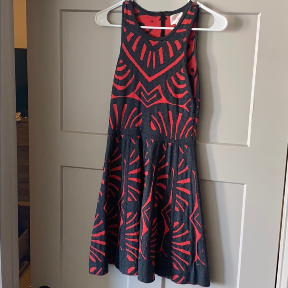 Parker Sleeveless Dress - red and grey -XS